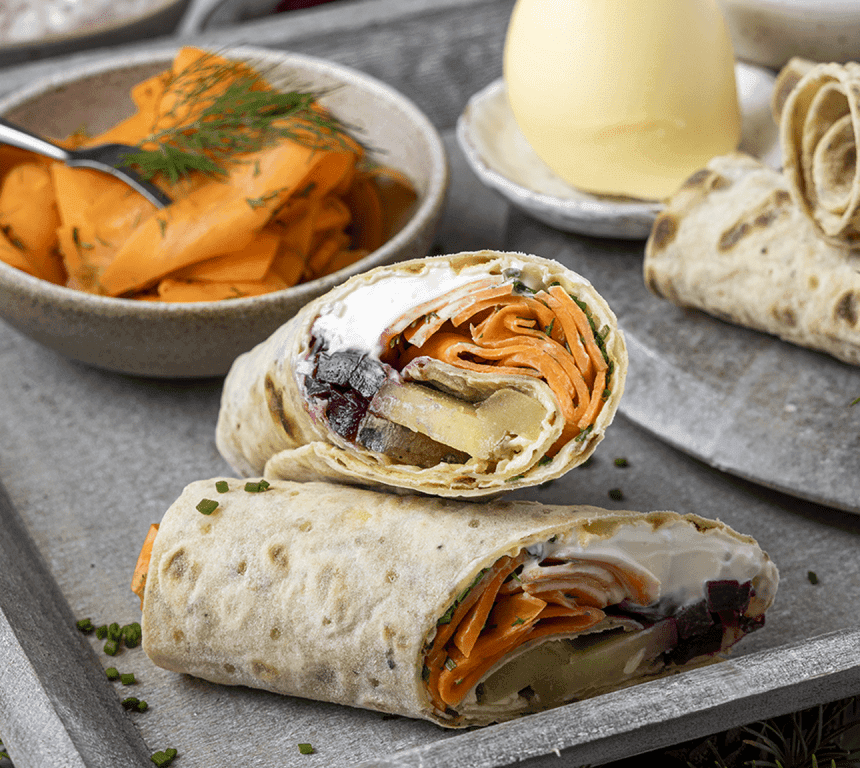 Lefserull med gravet gulrot